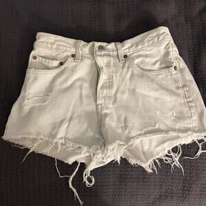 Levis White light blue denim shorts